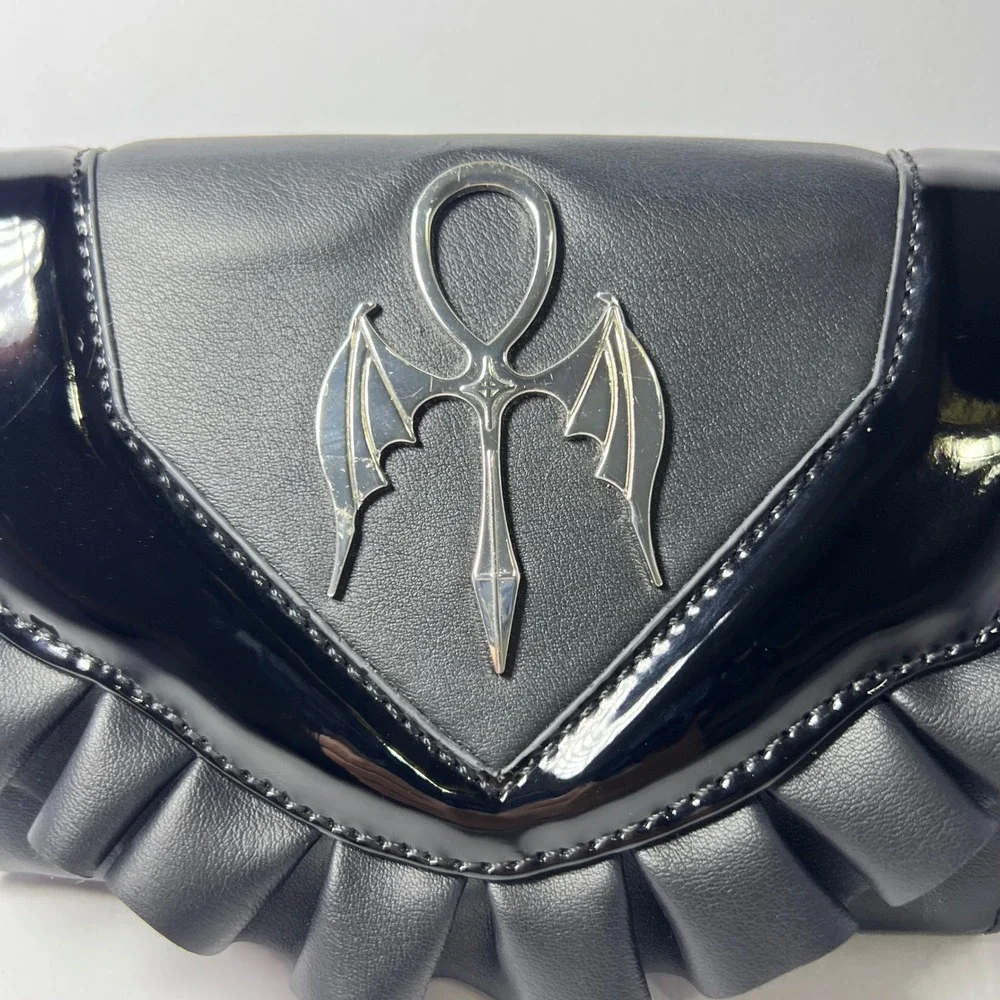 Killstar Black Wallet Ruffle Bat Winged Ankh Goth Occult 'Love Spectre'